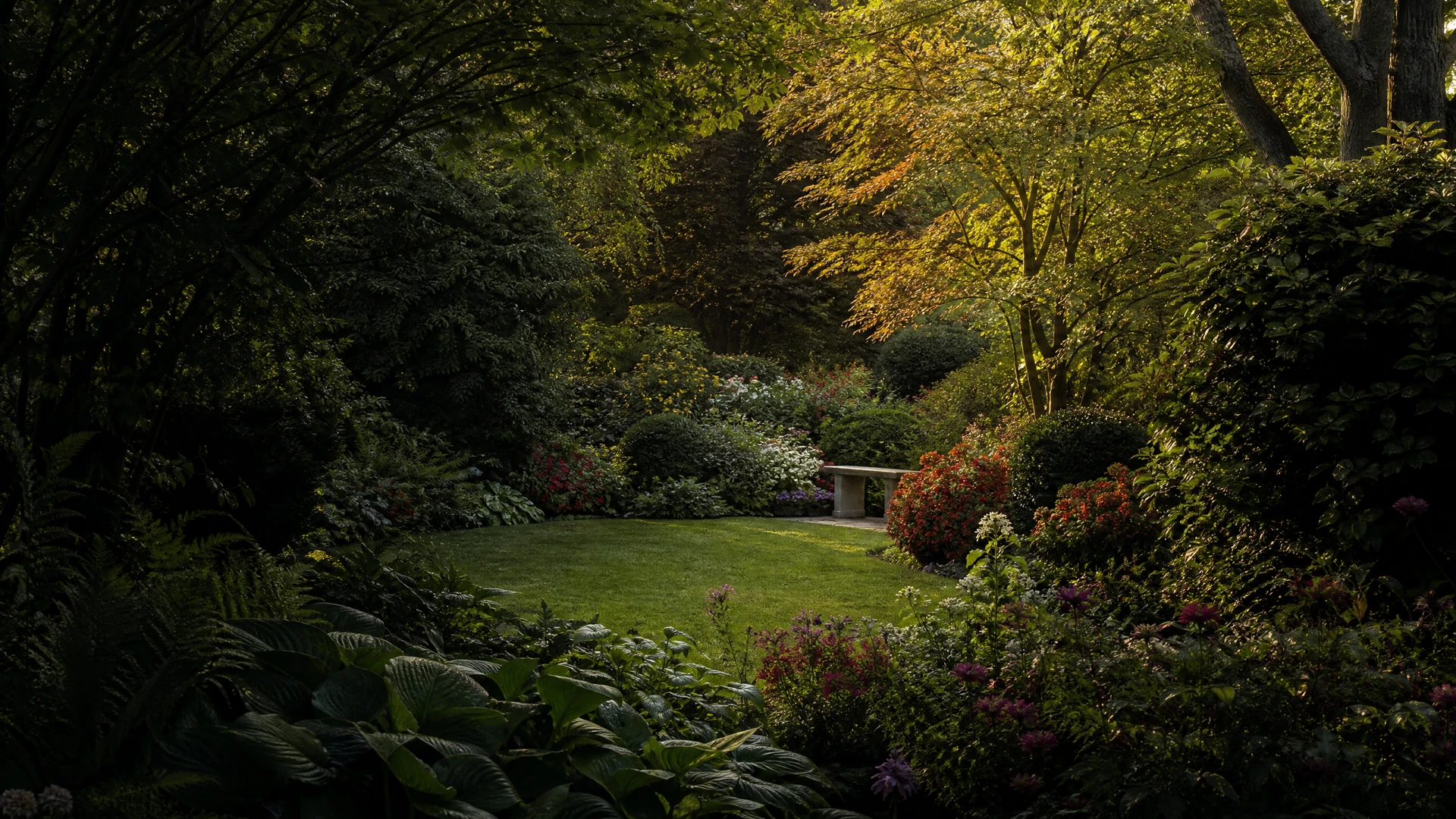 A mature garden room representative landscape composition