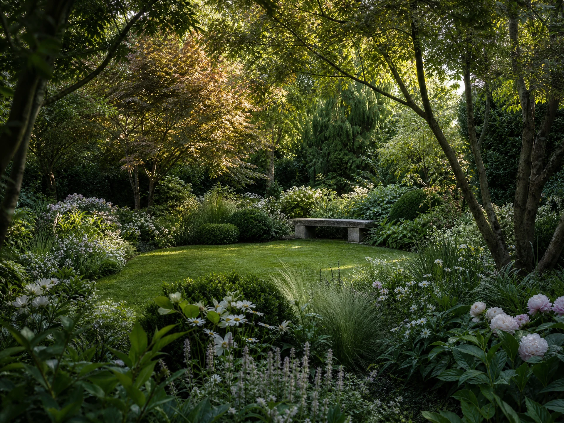 Layered planting creates enclosure, discovery, and a long seasonal life.